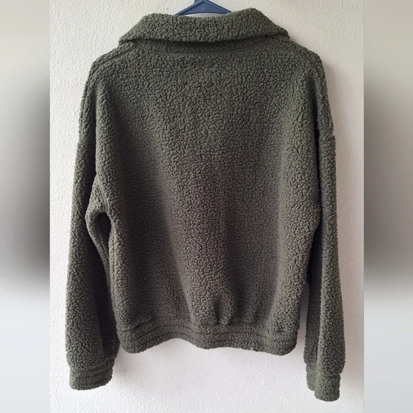 Aerie Offline Green Camo Quarter Zip Fleece Pullover Size S - Picture 7 of 9